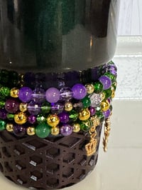 Image 4 of Mardi Gras Tumbler Bracelet Stack – Green, Purple & Gold