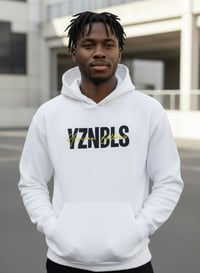 Image 3 of YB White Abbreviated Print Pullover Hoodie