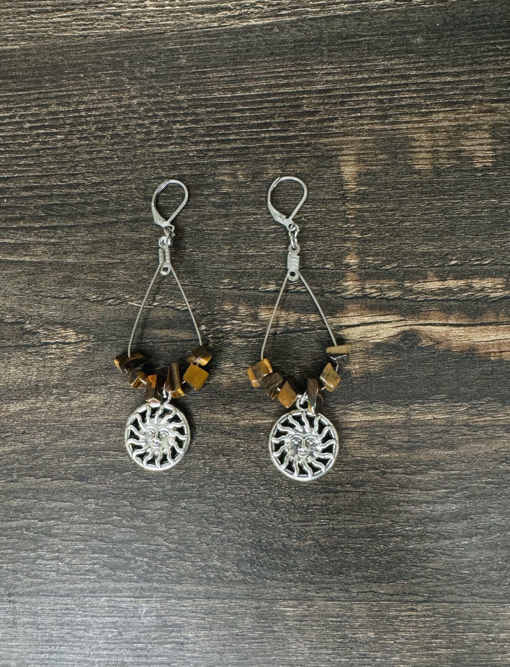 Image of Sun Earrings w/ Tiger's Eye