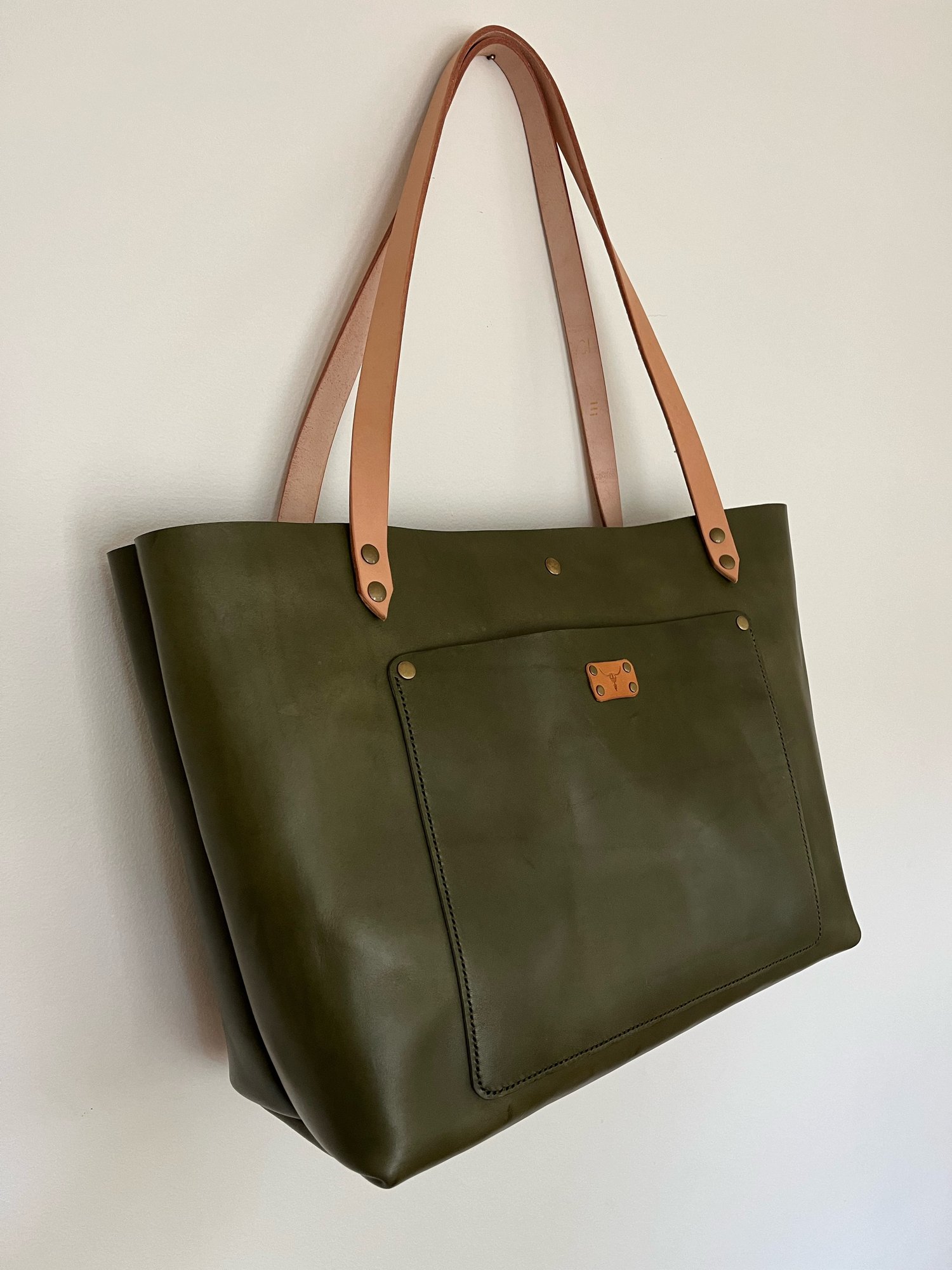 Image of Olive Green Italian Vachetta Carry-all Tote