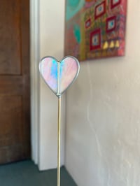 Iridescent Pink Heart Plant Stake