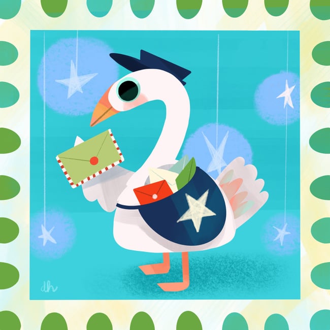 "just a goose mailman" stamp vinyl sticker 