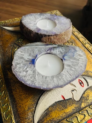 Image of Purple agate t light candle holder