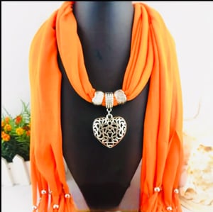 Scarf - Orange Pendant Scarf/ Red, Green 