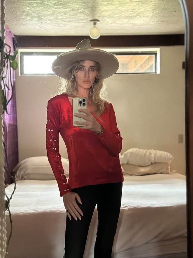 1970s velvet glam rocker shirt with buttons down the sleeves