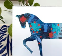 Image 4 of Clint , a blue monoprinted and collaged horse