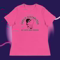 Image 3 of Easily distracted by cats & books ghost & kitty Women's Relaxed T-Shirt