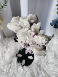 Image 4 of 2lb Candle Quartz Calcite Purple Fluorite Crystal Specimen with Stand