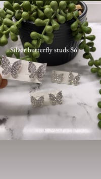 Silver butterfly studs