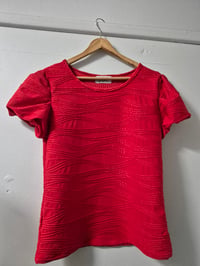 Kylie Jane balloon sleeve tshirt- red textured 