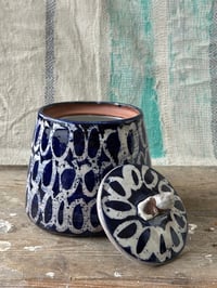 Image 1 of Tea caddy blue circles