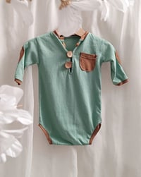 Image 1 of Baby Boy Bodysuit for Sitter Photoshoot | Liam | 9-12 months | Dusty green | Cinnamon additives