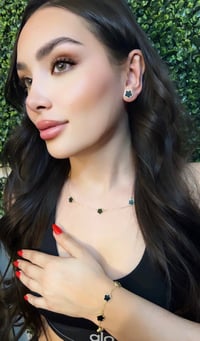 Image 1 of 3-Piece Goldplated, Synthetic  Necklace, Bracelet & Earrings Clover Set  