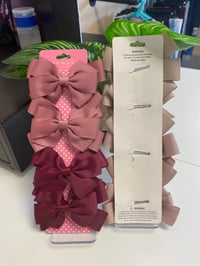 Image 2 of 4pc Bow Set Burgundy/Pink 