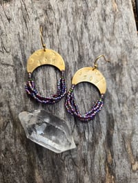 Image 1 of Purple JOY beaded earrings