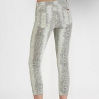 Image 2 of JOE’S JEANS light green snake print crop skinny jeans