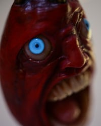 Image 3 of Berserk Egg of the King screamer pendant, leather cord, brass hardware, OOAK
