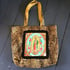  shoulder bag in leopard fabric with Virgin of Guadalupe patch and black or gold fringing Image 10