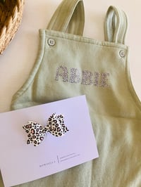 Image 4 of pre order sage dungaree & matching bow 