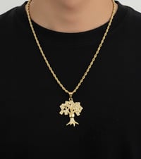 Image 2 of 14k Gold Plated Money Tree Pendant with Rope Chain