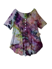 Image 2 of M Luxe Knit Babydoll Top in Earthy Blooms Watercolor Ice Dye