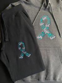 Image 4 of Cancer Ribbon/Awareness Joggers- Smaller Ribbon (Choose your Colors) 
