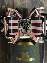 Image 5 of Pink, Rose Gold and Black Tumbler Straw Topper Bow | Glitter Cup Accessory