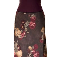 Image 2 of Vintage 90s Moody Brown Floral Maxi Skirt - Size 10 Made in Italy 