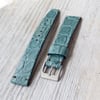 18mm Vintage Style Crocodile Strap In Cyan