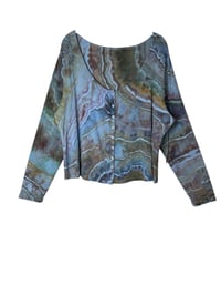 Image 2 of ♻️ UPCYCLED XXL Rib Knit Button Top / Cardigan in Earthy Geode Ice Dye