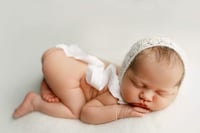 Image 1 of Summer Lace Knit Bonnet + Wrap 