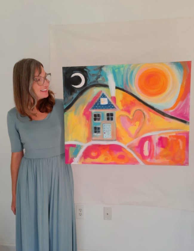 Cozy at home. Original canvas painting