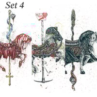 Image 1 of Set 4 - Carousel of Nightmares -  Carrie / My Bloody Valentine / Phantom Horse 9x7 Signed Art Prints