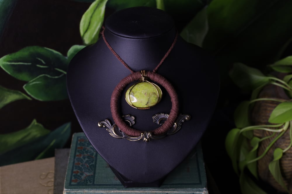 Image of Brown pistachio opal necklace