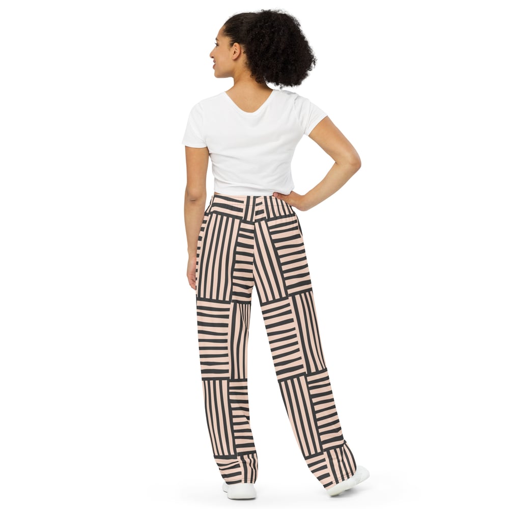 Image of Comfy Natural Pattern Wide-Leg Pants