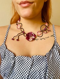 Image 3 of 🥀🖤Femme Fatale Rose Choker🖤🥀 Rose Quartz 