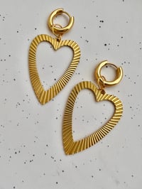 Image 6 of HEART BEAM EARRINGS ON MINI HOOP 