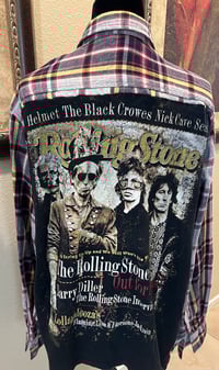 Vintage Gray/Black/Yellow/Red Flannel Shirt Rolling Stones