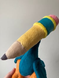 Image 3 of Teal Pencil Bird Folk Doll