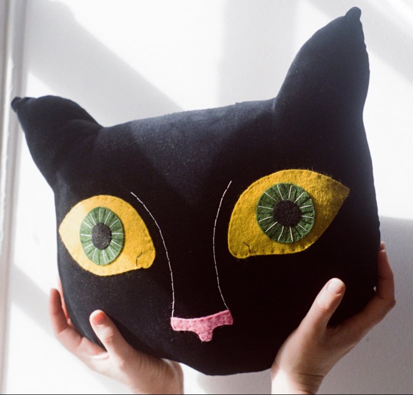 Lucky Black Cat Cushion | Laura Holden Studio
