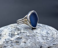 Image 3 of RARE! Cobalt Blue Lake Superior Beach Glass Ring (size 12.5) 