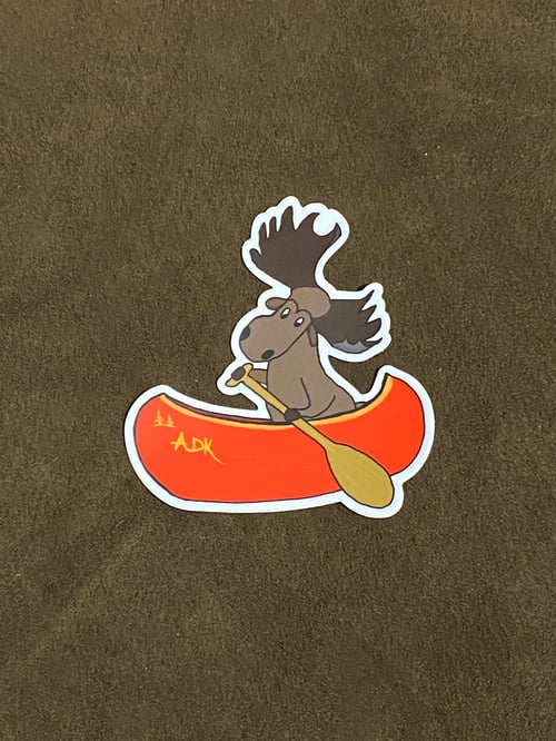 Image of Moose Canoeing Sticker