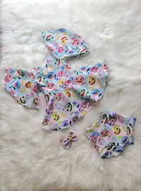 Image 1 of Baby shark outfit bummie and top ready shipping size 3T