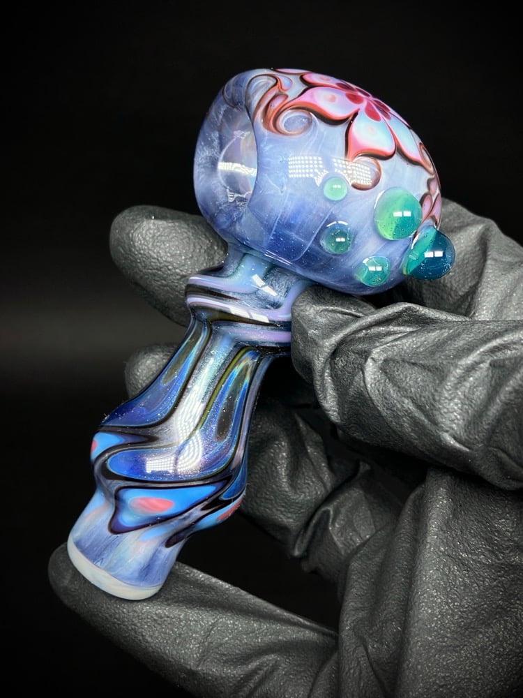 Blue Satin Floral Image 3