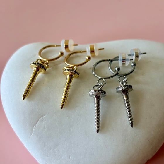 Image of Gold or Stainless Screw Half Hoops