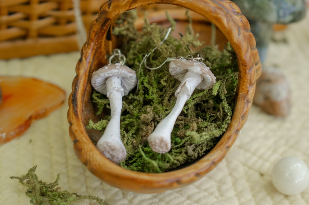 Image of Destroying Angel Mushroom Earrings