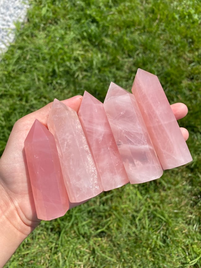 Rose Quartz tower Kiki Crystals