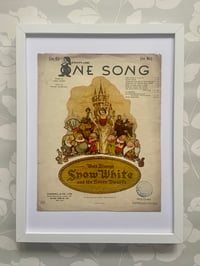 Image 1 of Snow White c1937, framed vintage sheet music of 'One Song'