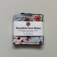Image 1 of Blue Floral Reusable Makeup Remover Pads (Pack of 4) – Eco Friendly Washable Face Wipes