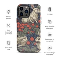 Image 23 of Boho Nature Cottagecore Inspired White Rabbits Among Berries Tough Case for iPhone®